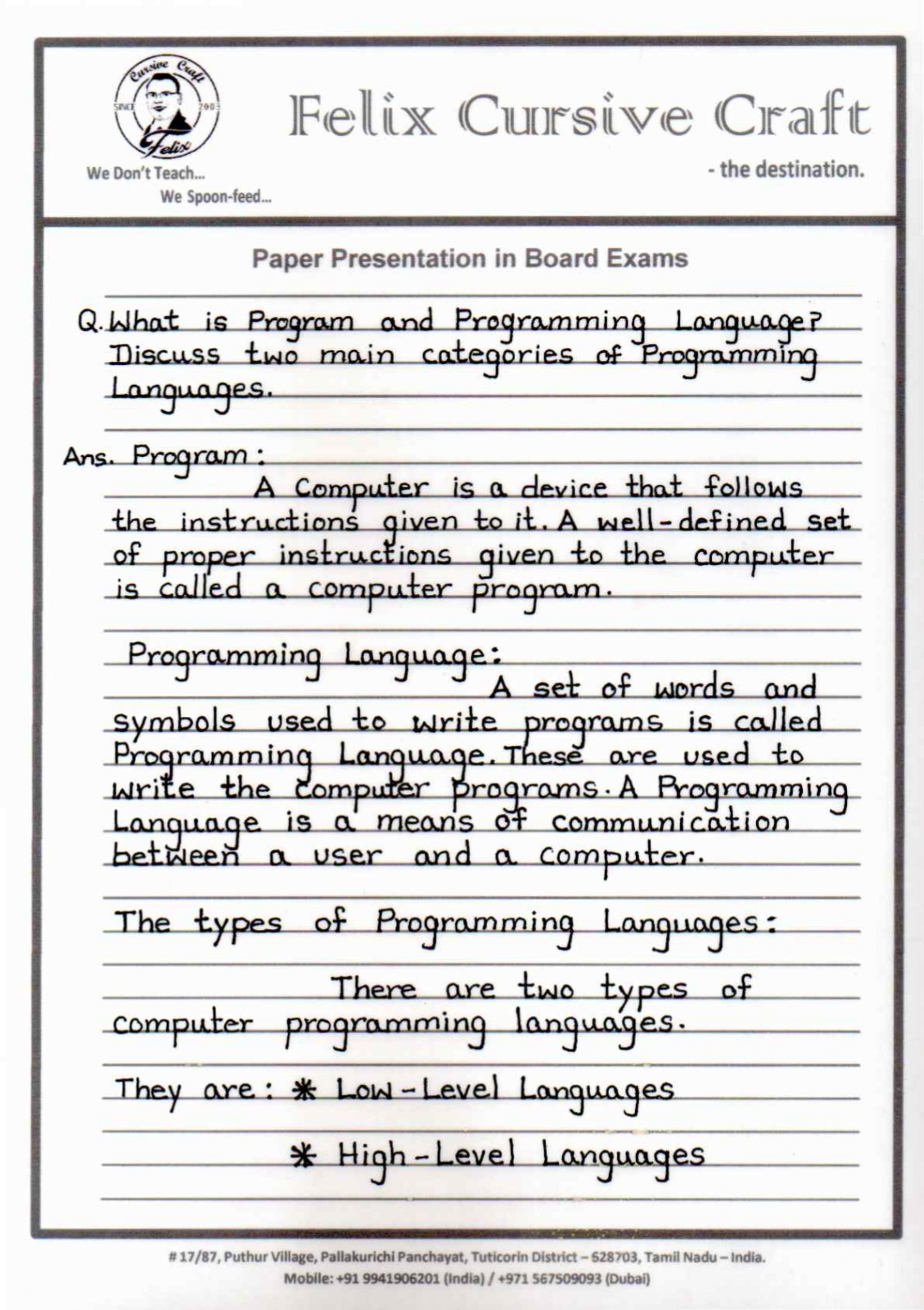 Straight HandWriting